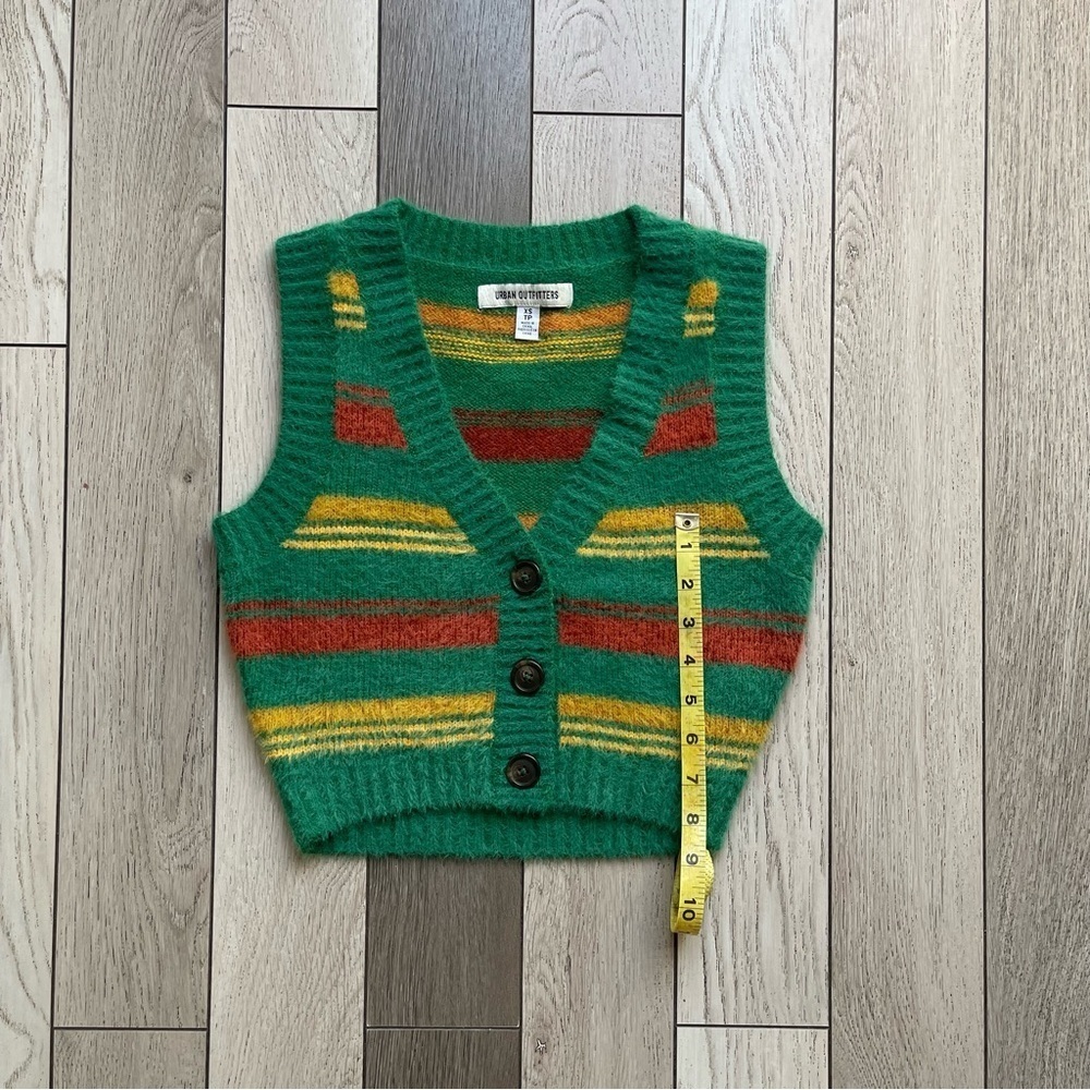 Urban Outfitters Green and Orange Knit Vest Sweater - Picture 3 of 4